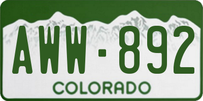 CO license plate AWW892