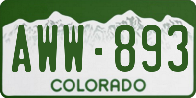 CO license plate AWW893