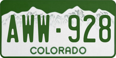 CO license plate AWW928