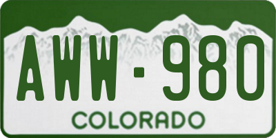 CO license plate AWW980