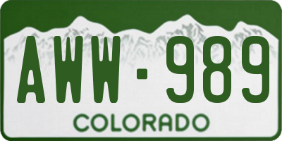 CO license plate AWW989