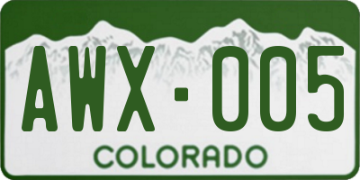 CO license plate AWX005
