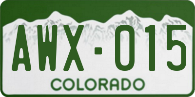 CO license plate AWX015