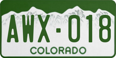 CO license plate AWX018