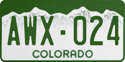 CO license plate AWX024