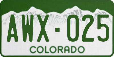 CO license plate AWX025