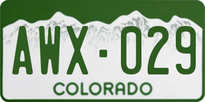 CO license plate AWX029
