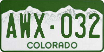 CO license plate AWX032