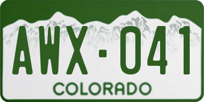 CO license plate AWX041