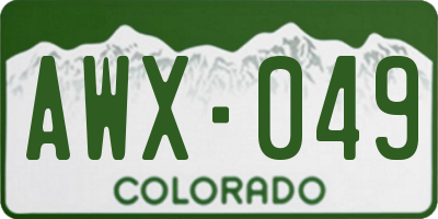CO license plate AWX049