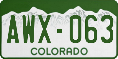 CO license plate AWX063