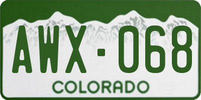 CO license plate AWX068
