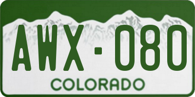 CO license plate AWX080