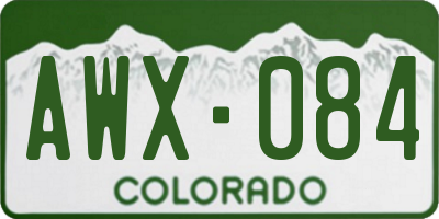 CO license plate AWX084