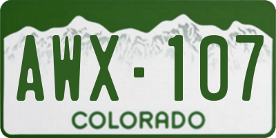 CO license plate AWX107