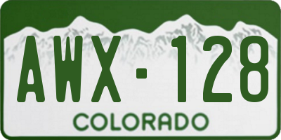 CO license plate AWX128