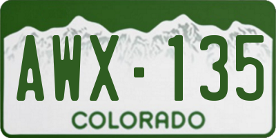 CO license plate AWX135