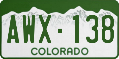 CO license plate AWX138