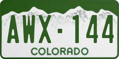 CO license plate AWX144