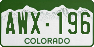 CO license plate AWX196