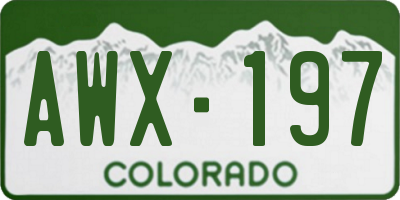 CO license plate AWX197