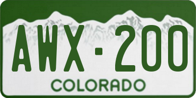 CO license plate AWX200