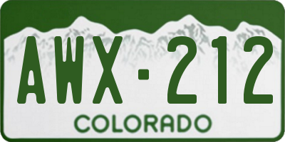 CO license plate AWX212