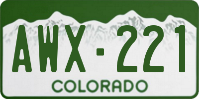 CO license plate AWX221