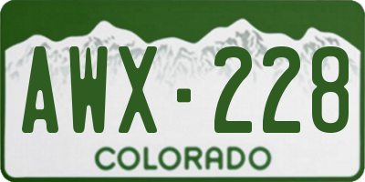 CO license plate AWX228