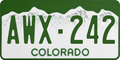 CO license plate AWX242