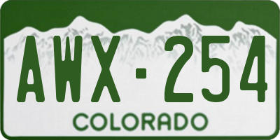 CO license plate AWX254