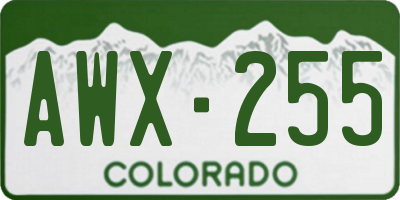 CO license plate AWX255