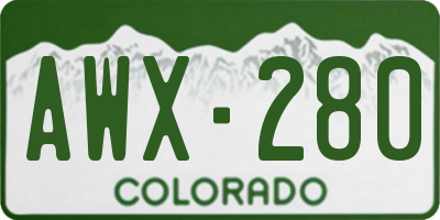 CO license plate AWX280