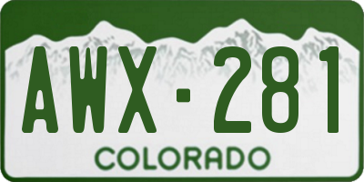 CO license plate AWX281