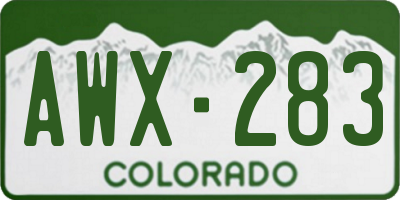CO license plate AWX283