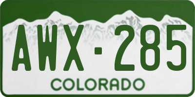 CO license plate AWX285