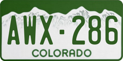 CO license plate AWX286