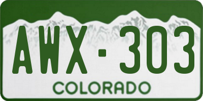 CO license plate AWX303