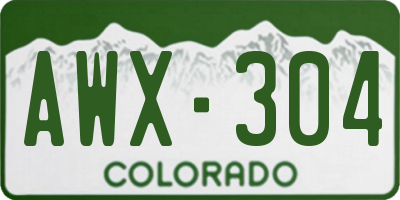 CO license plate AWX304