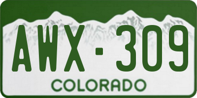 CO license plate AWX309