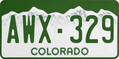 CO license plate AWX329
