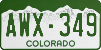 CO license plate AWX349