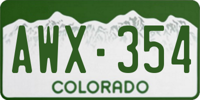 CO license plate AWX354