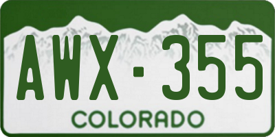 CO license plate AWX355