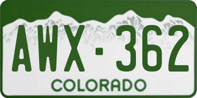 CO license plate AWX362