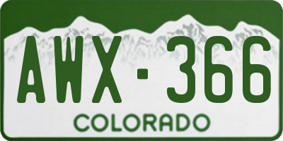 CO license plate AWX366