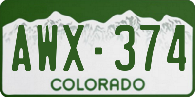 CO license plate AWX374