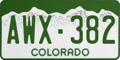 CO license plate AWX382