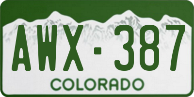 CO license plate AWX387