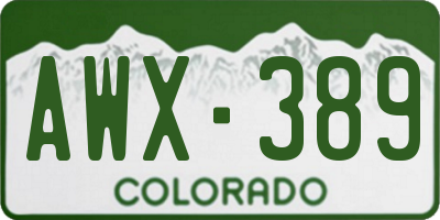 CO license plate AWX389